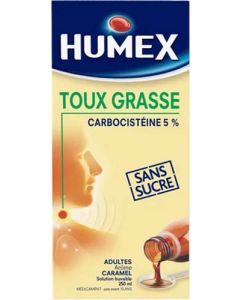 Humex Toux Grasse Carbocistéine 5% Expectorant Sans Sucre 250ml