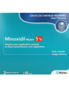 Viatris Minoxidil 5% Solution Pour Application Cutanée 60ml X3