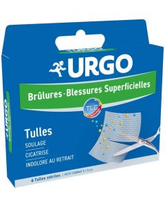 Urgo Tulles Brûlures Blessures Superficielles Tulle Lipidocolloïde Petit Format x6