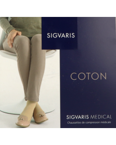 Sigvaris2 Coton Chaussette Noire Grise Normal Medium