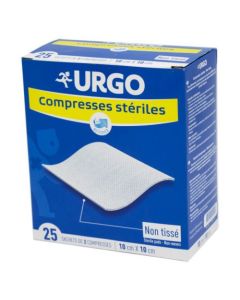 Urgo Compresses Stériles Non Tissées 25 Sachets de 2 Compresses de 10 x 10 cm