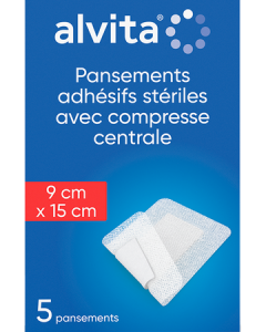 Alvita Pansement Adhesif Sterile 9cm X 15cm 5 unités
