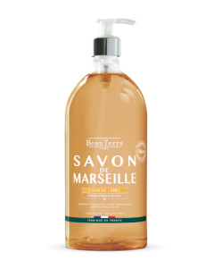 Beauterra Savon Liquide de Marseille Parfum Vanille-Miel 1L