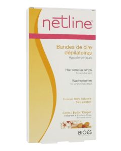 Netline Bandes de Cires Dépilatoires Visage 20 Bandes + 4 Sachets d'Huile