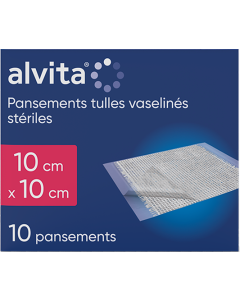 Alvita Pansement Tulle Vaseline 10cm X 10cm 10 unités