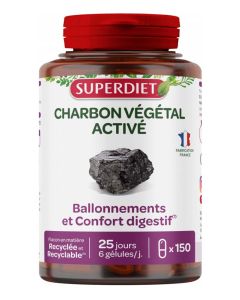 Superdiet Charbon Vegetal - Maxi Pot - 150 Gélules 