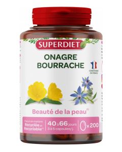Superdiet Huiles Onagre et Bourrache -  200 Capsules