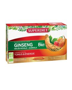 Superdiet Ginseng Gelée Royale Acérola Bio - 20 Ampoules de 15ml 