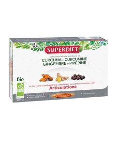Superdiet Curcuma Gingembre Piperine Bio - 20 Ampoules de 15ml
