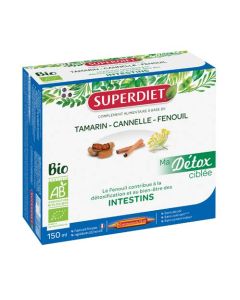 Superdiet Ma Détox Ciblée Fenouil Intestins Bio
Tamarin, Cannelle, Fenouil - 10 Ampoules de 15ml