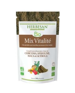 Herbesan Mix Vitalité Spiruline Bio - Poudre 200g
Curcuma, Spiruline, Maca, Acérola