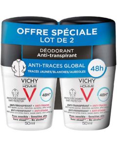 Vichy Homme Déodorant Bille 48H Anti Transpirant Anti Traces Protection Chemise 2 x 50 ml