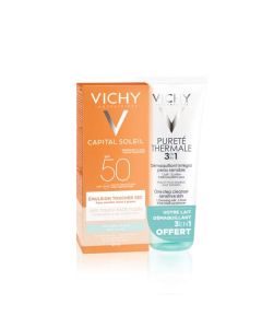 Capital Soleil Emulsion Matifiante SPF50 50 ml + Lait démaquillant 3-en-1 offert