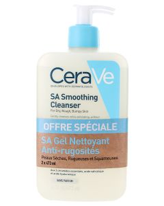 CeraVe Duo SA Gel Nettoyant Anti-Rugosités 473ml X2
