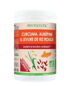 Phytoceutic Curcuma Aubépine Levure de Riz Rouge 60 comprimés