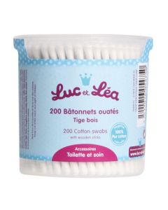 Luc et Léa Coton-tige Bois 200 Bâtonnets