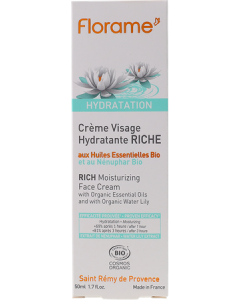 Florame Hydratation Creme Hydratante Visage Riche Bio 50ml