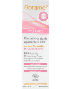 Florame Tolerance Crème Hydratante Apaisante Riche Bio 50ml