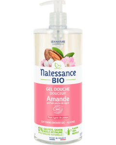 Natessance Gel Douche Douceur Amande Parfum Pêche de Vigne Bio 1L