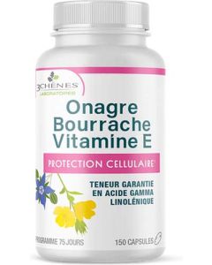 3 Chênes Onagre Bourrache Vitamine E 150 Capsules
