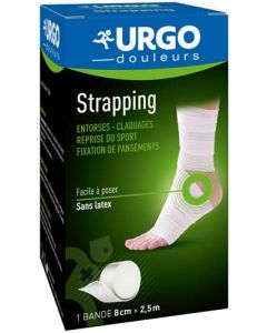 Urgo Strapping Bande Élastique Adhésive Contention / Fixation de Pansements 1 Bande 2,5Mx8 cm