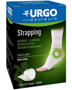 Urgo Strapping Bande Élastique Adhésive Contention / Fixation de Pansements 1 Bande 25mx6cm