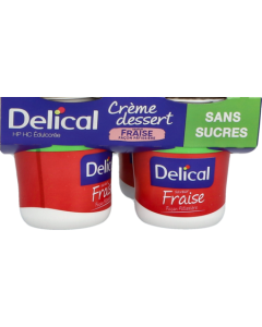 Delical Crème Dessert Hp Hc Sans Sucre Fraise 200g X4