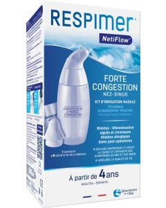 Respimer Netiflow Kit d'Irrigation Nasale dès 4 ans 1 Dispositif + 6 Sachets