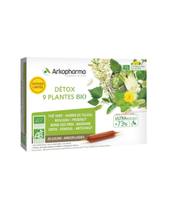 Arkopharma Arkofluides Détox 9 Plantes Bio 20 ampoules