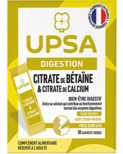 UPSA Citrate de Bétaïne & Citrate de Calcium Goût Citron-Menthe 10 sachets-doses