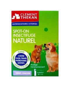 Clément Thékan Spot-on Insectifuge Naturel Chiot et Chaton 4 Pipettes