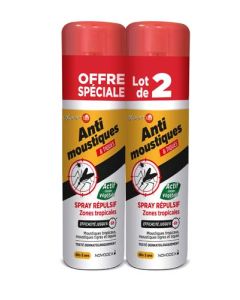 Novodex Expert 123 Anti-Moustiques & Tiques Spray Répulsif Zones Tropicales 100ml x2