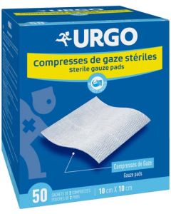 Urgo Compresses Stériles Gazes 50 sachets de 2 compresses de 10 x 10 cm