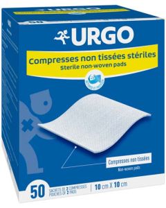 Urgo Compresses Stériles Non Tissées 50 Sachets de 2 Compresses de 10 x 10 cm