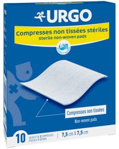 Urgo Compresses Stériles Non Tissées 10 Sachets de 2 Compresses de 75 x 75 cm