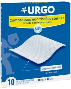 Urgo Compresses Stériles Non Tissées 10 Sachets de 2 Compresses de 10 x 10 cm