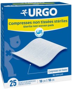Urgo Compresses Stériles Non Tissées 25 sachets de 2 compresses de 10 x 10 cm