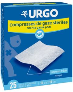 Urgo Compresses Stériles Gazes 25 sachets de 2 compresses de 10 x 10 cm