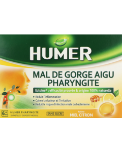 Humer Mal Gorge Aigu Pharyngite Miel Citron Pastille 20