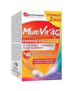 Forté Pharma Multivit'4G Energie Effervescent 60 comprimés Effervescents Format 2 Mois