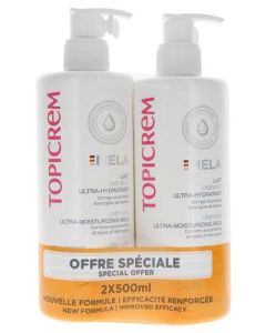Topicrem Mela Lait Eclaircissant Ultra Hydratant 500ml x2