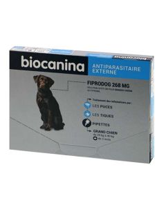 Biocanina Antiparasitaire Externe Fiprodog Grand Chien 268mg 3 pipettes