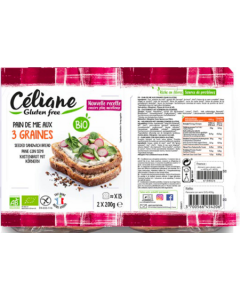 Céliane Pain de Mie aux 3 Graines Bio Sans Gluten 2x200g