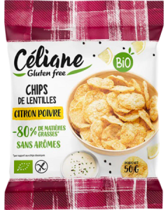 Céliane Chips De Lentilles Citron Poivre Bio Sans Gluten 50g