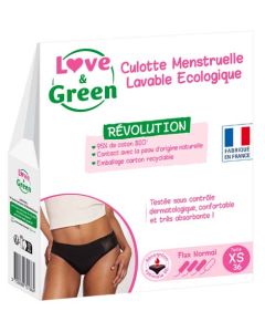 Love & Green Culotte Menstruelle Lavable Écologique Taille XS Flux Normal 