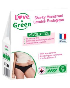 Love & Green Shorty Menstruel Lavable Écologique Taille XL Flux Abondant 