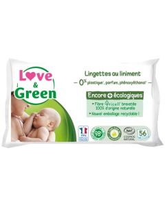 Love & Green Lingettes au Liniment 100% Naturelles et Biodégradables x 56 