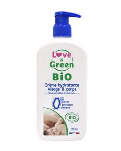Love & Green Bio Crème Hydratante Visage & Corps Sans Parfum 500 ml