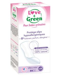 Love & Green Pour Fuites Urinaires Protège-Slips Hypoallergéniques Ultra Mini x 28 