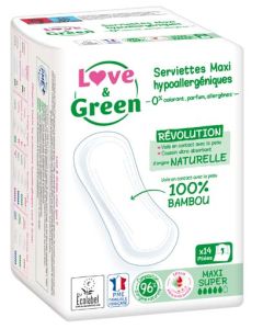 Love & Green Serviettes Hypoallergéniques Maxi Super x 14 